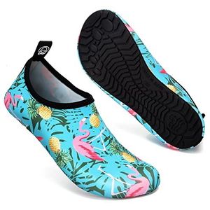 Mabove Badschoenen, waterschoenen, zwemschoenen, dames en heren, strandschoenen, aquaschoenen, blotevoetenschoenen, badsokken, surfschoenen, A Flamingo Blauw, 38/39 EU