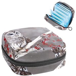 Maandverband Opbergtas, Menstruatiecup Pouch Tampon Bag, Menstruatie Pads Houder Organizer voor Vrouwen Meisjes, Uil