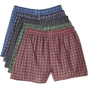 Fruit of the Loom Labelvrije boxershorts voor heren, gebreid en geweven, verpakking van 6 stuks, Verschillende Schotse ruiten, M