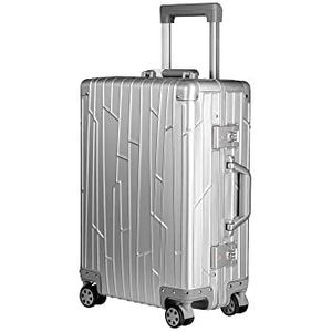 GUNDEL Aluminium Handbagage Koffer Cabine Trolley (Zilver) 55x40x20 cm H/W/D 35L 4x360° wielen 2X TSA cijferslot