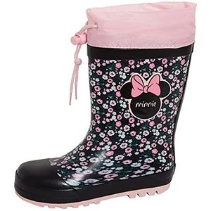 Disney Minnie Mouse Wellingtons rubberlaarzen voor meisjes, fleece gevoerd, sneeuwschoenen, Zwart, 8 UK Child