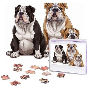 Engelse Bulldogs puzzels gepersonaliseerde puzzel 500 stukjes legpuzzels van foto's foto puzzel voor volwassenen familie (51,8 cm x 38 cm)