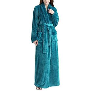 Kinloy - Badjas - Blauw - Luxe Volledige Lengte - Pluizige Fleece