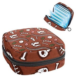 Periode Pouch Draagbare Tampon Opbergtas,Tampon Houder voor Portemonnee Vrouwelijke Product Organizer,Motief Dinosaure Plat, Meerkleurig, 4.7x6.6x6.6 in/12x17x17 cm