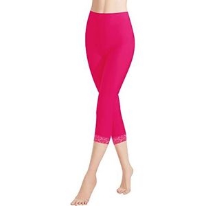 Libella Dameslegging 3/4 broek met kant van katoen capribroek met hoge taille slanke fitnessbroek magenta XXL 4166, 1 verpakking - magenta, XXL