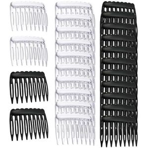Franse haarkam, Franse, 24 stuks sluierkam, haarkam, haarkammen, glijbanen voor dames, fijn haar, Franse twist haarkam voor bruiloften, bals, feesten, vele gelegenheden, dagelijkse styling