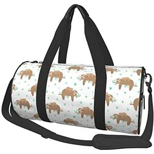 Reisplunjezak Leuke Luiaards Op Gele Citroenen Sport Gym Tas Voor Vrouwen En Mannen Schouder Sport Reizen Duffle Weekender Workout Tas Voor Oefening, Yoga, Fietsen, Zwemmen, Camping, Zwart, One Size