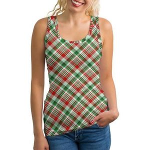 Rood Groen Geruite Vrouwen Tank Top Mouwloos T-shirt Trui Vest Atletische Basic Shirts Zomer Gedrukt