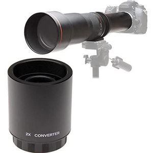 JINTU 2X Teleconverter Lens voor T ount Telelens 500mm 420-800mm 650-1300mm 900mm Zwart