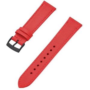 Jeniko Nieuw Design Canvas Nylon Lederen Snelsluiting Horlogeband 18 Mm 20 Mm 22 Mm Vervangende Horlogebanden (Color : Red Black, Size : 22mm)