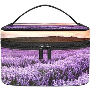 Lavendel Bloem Natuur Paars Make-up Organizer Bag, Reizen Make-up Tas Organizer Case Draagbare Cosmetische Tas voor Vrouwen en Meisjes Toiletartikelen, Meerkleurig, 22.5x15x13.8cm/8.9x5.9x5.4in