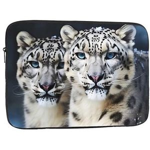 Laptop Sleeve Blue Eyed Sneeuw Luipaard Print Water Schokbestendig Laptop Case Laptop Sleeve Tas voor Vrouw Man Werk Business 17 Inch