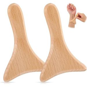Wangzhuang 2Pcs Hout Therapie Massage Gereedschap Houten Lymfedrainage Massager Cellulite Remover Body Sculpting Tool Houten Vis Staart Schraapplank Beuken Rolling Bar Voor Gua Sha Release Meridiaan