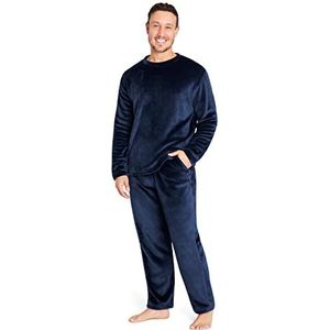 CityComfort Herenpyjama set superzachte fleece 2-delige pyjama voor heren, loungewear, nachtkleding en cadeaus voor mannen, marineblauw, XXL