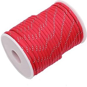 Parachute Cord Survival Rope Set for Outdoors, Reflecterend 550 Koord 7 Strengen 4mm Tenttouw Camping Survival Accesorios Waarschuwing Parachute Lijn Wandelen Luifel Lanyard (Kleur: Rood, Lengte (m) :