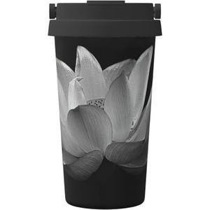OdDdot Zwart Wit Bloem Print Reizen Koffie Mok Geïsoleerde Koffie Cup Herbruikbare Koffie Cups Vacuüm Rvs Mo