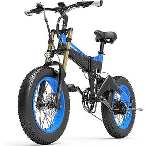 Lamtier Iankeleisi X3000 Plus Elektrische mountainbike met grote banden, 7 versnellingen, banden 20 x 4, 17,5 A accu, elektrische fiets met volledige vering (blauw)