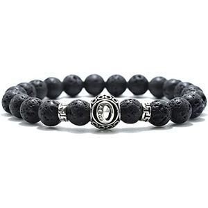 BAKYAR Mineralen stenen naam armband gepersonaliseerde 8mm natuurlijke vulkanische rock steen armband DIY 26. Letter braslet voor minnaar Mirgo kristal kristallen stenen decoratie, Nero