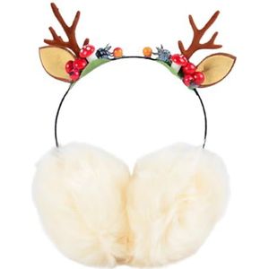 Thermische oorwarmer voor meisjes: winddicht zacht donzig decoratief imitatiebont oorbeschermer klassieke kerst schattig, Eén maat, doek