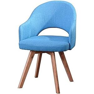 GEIRONV Moderne stoffen eetkamerstoel, for woonkamer slaapkamer keukenstoelen met houten poten gestoffeerde stoel Accent vrijetijdsstoelen Eetstoelen (Color : Sky blue, Size : 48x46x78cm)