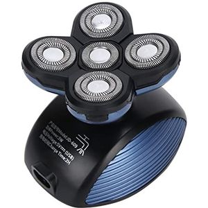 Intelligent elektrisch scheerapparaat voor mannen, Waterdicht scheerapparaat oplaadbaar, Multifunctionele baard roterende scheertrimmer Tondeuse met 5 meskop Cadeau voor vader Echtgenoot Vriendje