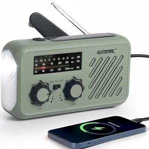 Draagbare noodradio, FM/AM-noodradio met zonne-energie oplaadbare handbediende Dynamo radio met LED zaklamp en leeslamp 2000mAh Powerbank SOS alarm voor buiten kamperen radio