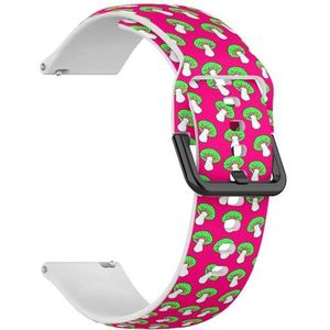 Compatibel met Garmin Forerunner 255S/255S Music/265S/Rey/Venu 2S/Venu 3S/Vivoactive 4S/Vivomove 3S, (Crazy Space Mushrooms) 18 mm zachte siliconen sportband armband armband