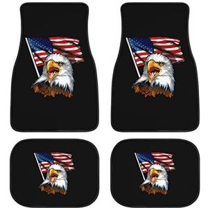 Vintage Amerikaanse Vlag Bald Eagle Universele Auto Vloermatten 4 Stuk Voor & Achter Set Anti Slip Voet Tapijt Voor De Meeste Auto