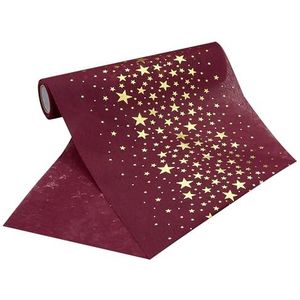 100%Mosel tafelloper vlieseline in bordeauxrood met gouden sterren (20 cm x 5 m), elegante tafeldecoratie voor Kerst en advent