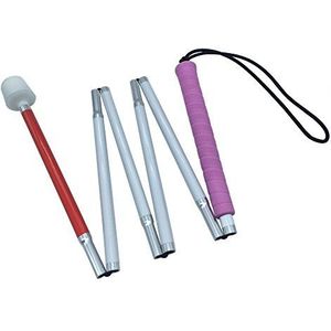 Aluminium Inklapbare in 6 Delen Blindenstok,Opvouwbare Mobiliteitsstok,Witte Stok