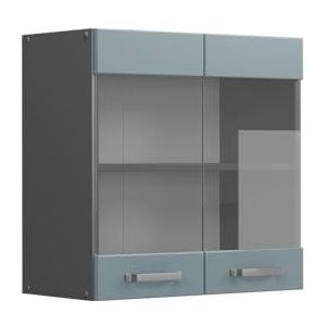 Vicco Glashangkast, keukenkast, R-Line Solid, antraciet, blauw, grijs, 60 cm, modern