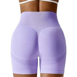 Vrouwen Shorts Naadloze Sport Shorts Voor Vrouwen Fietsen Joggen Fitness Hoge Taille Push Up Gym Shorts Leggings Vrouwen - Lila kleur-S