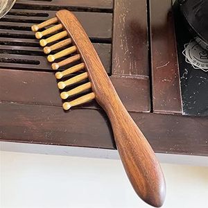 Lange Handvat Sandelhout Kam Brede Tand Meridiaan Schrapen Massage Kam Gua Sha Therapie Hoofdhuid Ontspannen Bloedcirculatie Zorg 1Pcs