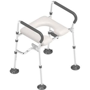 Toiletrails voor senioren, commode stoel voor toilet met armen, verhoogde toiletbrilverhoger, verstelbaar toiletveiligheidsframe, 40,6 cm brede PU-zitting, verhoogde toiletbril voor ouderen, handicap,