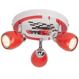 BRILLIANT lamp Racing LED Spot Rondell 3flg rood/wit-zwart | 3x LED-PAR51, GU10, 3W LED reflectorlampen inbegrepen, (250lm, 3000K) | Schaal A ++ tot E | Hoofden draaien