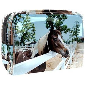 Make-uptas PVC toilettas met ritssluiting waterdichte cosmetische tas met paard paard paard boerderij voor vrouwen en meisjes