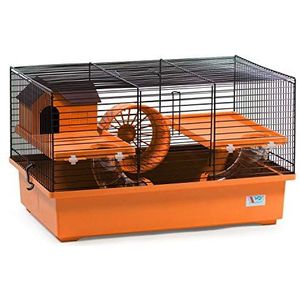 Decorwelt Hamsterstokken Oranje Buitenmaten 49x32,5 x 29 knaagkooi Hamster plastic kleine dieren kooi met accessoires