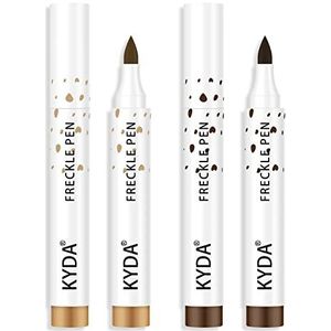 KYDA Freckle Pen, 2 kleuren, natuurlijke, levensechte zomersproeten, make-upstift, waterdicht, langhoudende zachte stippen, voor natuurlijke, moeiteloze Sunkissed make-up, donkerbruin en lichtbruin