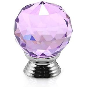 Glazen Lade Knoppen, 30 mm kristalglas knoppen kleurrijke kristallen bol kast trekt ladeknoppen (kleur: rood) (kleur: blauw) (Color : Purple)