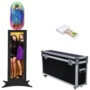 WideMeet 13,3 inch DSLR spiegel-fotocabinemachine met lcd-touchscreen, RGB-licht, app-bediening, draagbare fotobooth-vliegtas, verpakking voor bruiloften, feesten, evenementen (zwart,