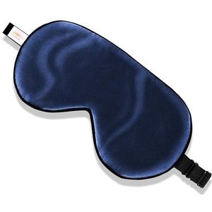 ZIMASILK 100% zijden slaapbril, licht, verstelbare blinddoek voor reizen en thuis slapen, pure moerbeizijde, ademend, oogmasker met fluwelen zakje (marineblauw)