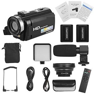 Videocamera, Digitale videocamera HDV-201LM 3 Inch Screen 108 0P FHD Digitale videocamera camcorder 4MP 16X Digital Zoom+Rechargeable Battery Set(Option 3)