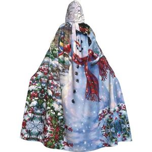 WURTON Carnaval cape met capuchon voor volwassenen, heks en vampier, cosplay kostuum, mantel, geschikt voor carnavalsfeesten, 190 cm rode sneeuwpop schroot