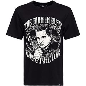 King Kerosin Heren Classic Print T-shirt | Regular Fit | Pure Cotton The Man In Black, zwart, L