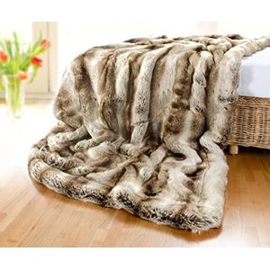 Bont deken van imitatiebont wolf grijs-bruin als knuffeldeken en sprei in 5 maten en als bontkussen… (Bont deken 170x220cm)