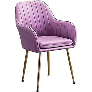 GEIRONV Moderne keuken eetkamerstoelen, for kantoor keuken slaapkamer stoelen met metalen poten fluwelen rugleuningen zitting woonkamer fauteuil Eetstoelen (Color : Purple, Size : 46x40x85cm)