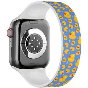 Solo Loop band compatibel met alle series Apple Watch 38/40/41mm (gele rubberen eend 2) rekbare siliconen band band accessoire, Siliconen, Geen edelsteen