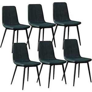 GEIRONV Set van 6 moderne keukenstoelen, for woonkamer slaapkamer kantoor lounge stoelen metalen poten PU lederen rugleuningen barkruk Eetstoelen (Color : Green, Size : 43x40x86cm)