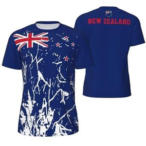 Sport T-Shirt Vintage Nieuw-Zeeland Vlag Graan Tees 3D Gedrukt voor Fitness Running Voetbal, Meerkleurig, S