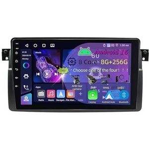 9 Inch 2 Din Android 15 Autoradio voor BMW E46 M3 318/320/325/330/335 1998-2006 met CarPlay AHD Omgekeerd beeld Bediening op het stuur Bluetooth GPS navigatie FM Radio WiFi(C3 6+128G)